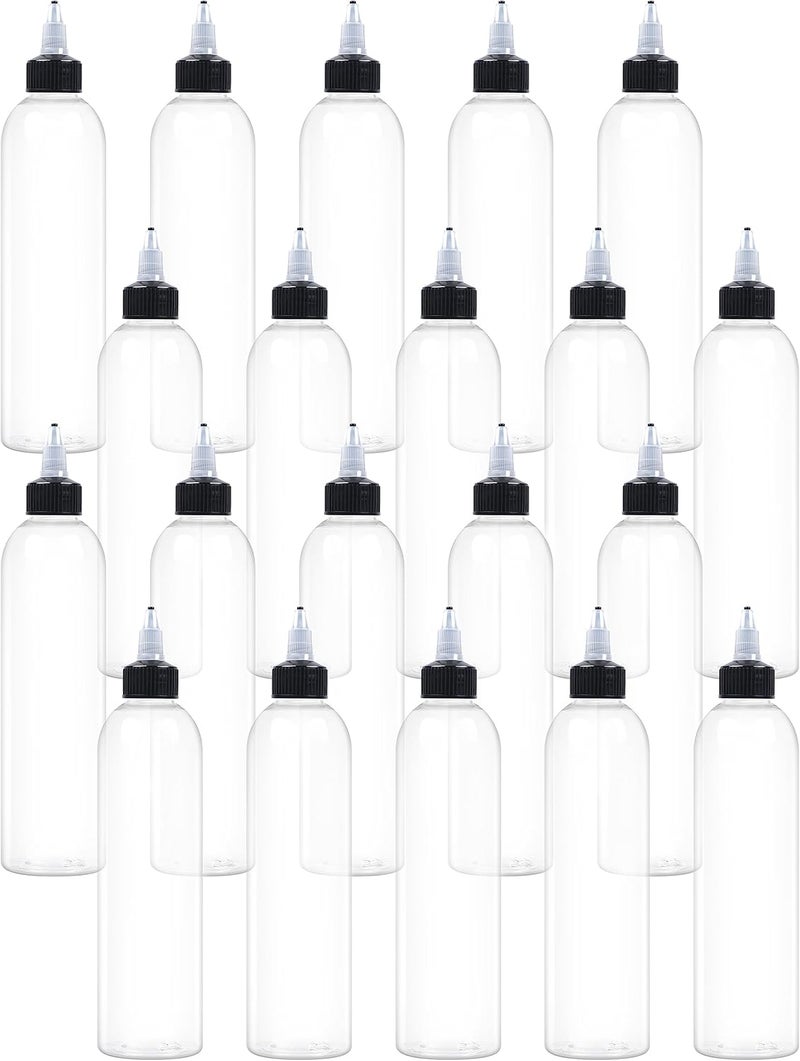 EOSAU 20 Pcs 8oz Plastic Squeeze Bottles with Twist Top Cap, 250ml Clear Dispensing Bottles, Empty Squirt Bottle for Liquids, Sauces, Arts, Crafts, Travel - Image 1